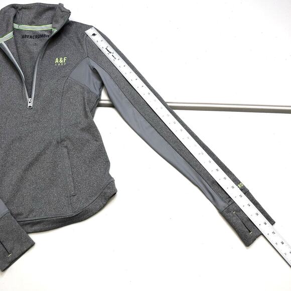 Abercrombie Women's Gray Athletic Pullover 1/4 Zip Sweatshirt Size XS Sporty - Picture 4 of 13